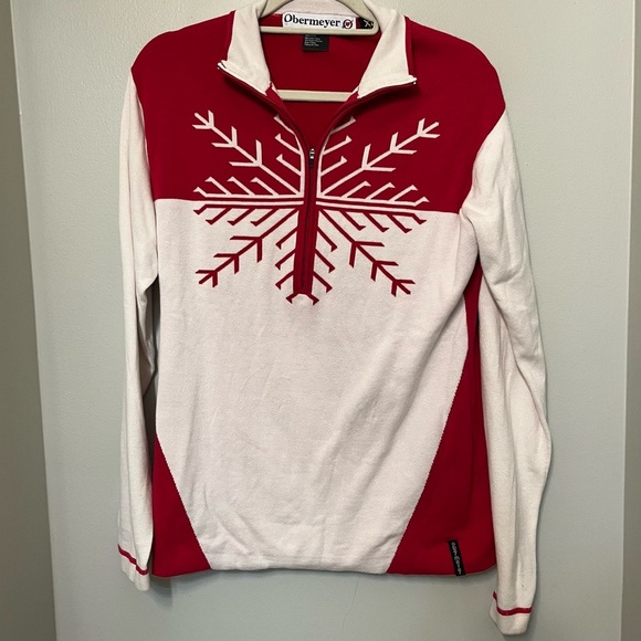 Obermeyer Red and White Snowflake Pullover - Picture 1 of 8
